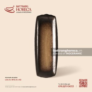 Đĩa chữ nhật dài lượn đầu 33.5 x 12.5cm - Huyền Thổ