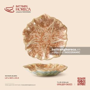 Đĩa hoa 5 cánh 21cm - Kết Tinh Nâu