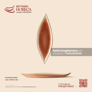 Đĩa lá nhọn 2 đầu 32 x 10cm - Bình Minh - Bát Tràng Horeca Đĩa lá nhọn 2 đầu 32 x 10cm - Bình Minh