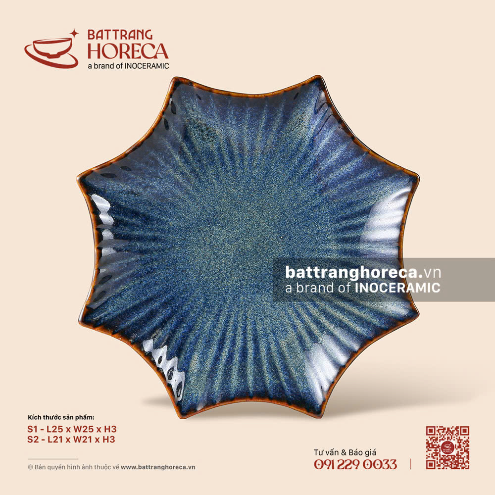 Đĩa sao - Lam Vân - Bát Tràng Horeca Đĩa sao - Lam Vân