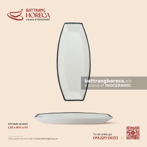 Khay bầu dục dẹp 25 x 11cm - Tịnh Tuyến - Men ngà