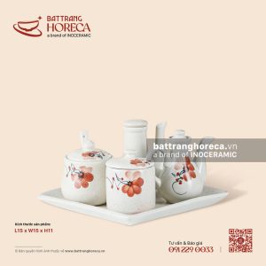 Bộ khay gia vị mắm tương 15cm - Hoa Ban