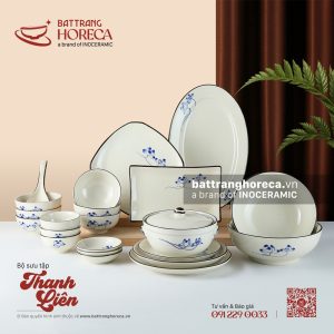 Bộ bát đĩa Thanh Liên - Bát Tràng