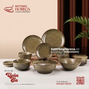 Bộ bát đĩa Uyên Sa - Bát Tràng