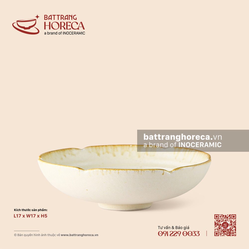 Bát Nhật cắt hoa 17cm - Mộc Sa - Bát Tràng Horeca Bát Nhật cắt hoa 17cm - Mộc Sa