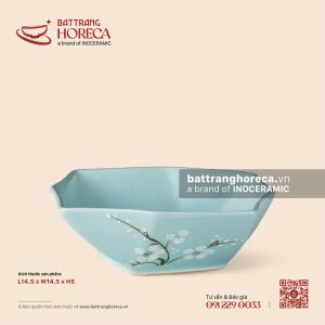 Bát bát giác 14.5cm x 5cm - Đào Trắng