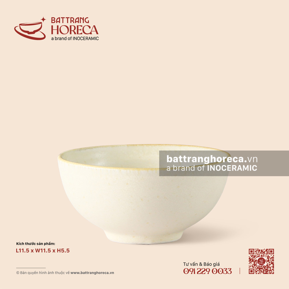 Bát (chén) cơm 11.5cm - Mộc Sa - Bát Tràng Horeca Bát (chén) cơm 11.5cm - Mộc Sa