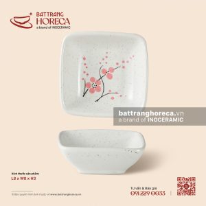 Bát (chén) mắm vuông 8cm - Đào Hồng