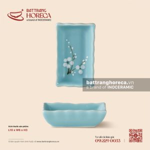 Bát (đĩa) gia vị chữ nhật 10 x 6cm - Đào Trắng