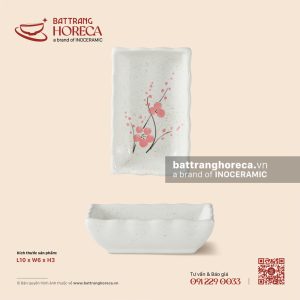 Bát (đĩa) gia vị chữ nhật 10 x 6cm - Đào Hồng