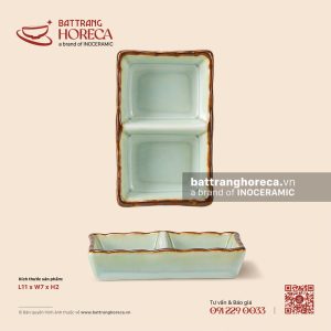 Bát (đĩa) gia vị chữ nhật 2 ngăn 11 x 7cm - Thanh Ngọc