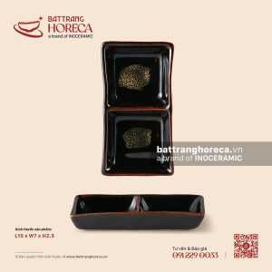 Bát (đĩa) gia vị chữ nhật 2 ngăn 15 x 7cm - Huyền Sa