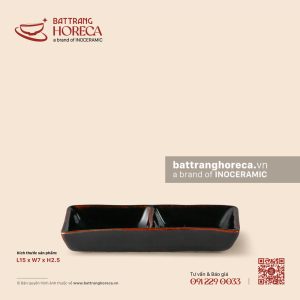 Bát (đĩa) gia vị chữ nhật 2 ngăn 15 x 7cm - Huyền Sa