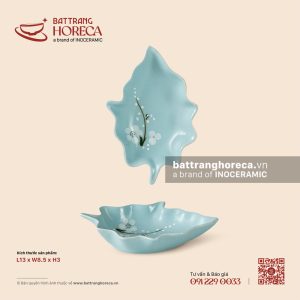 Bát (đĩa) gia vị lá 13 x 8.5cm - Đào Trắng