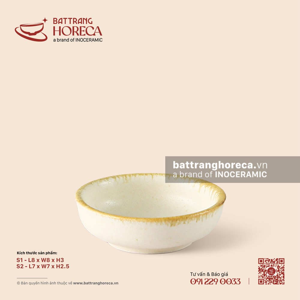 Bát (đĩa) gia vị muối Nhật - Mộc Sa - Bát Tràng Horeca Bát (đĩa) gia vị muối Nhật - Mộc Sa