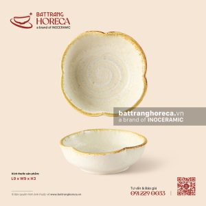 Bát (đĩa) gia vị muối hoa 4 cánh cao 9cm - Mộc Sa