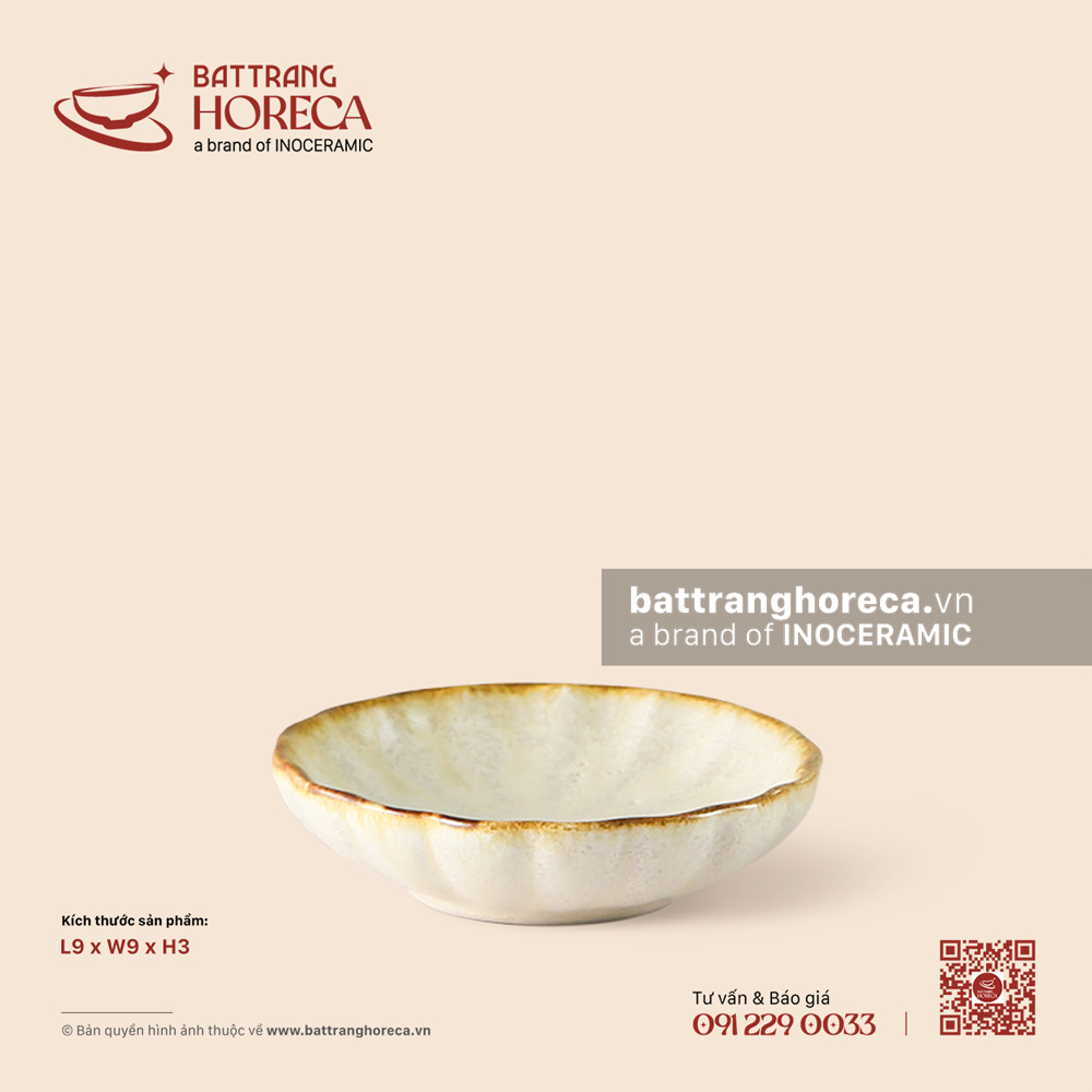 Bát (đĩa) gia vị muối hoa hướng dương 9cm - Mộc Sa - Bát Tràng Horeca Bát (đĩa) gia vị muối hoa hướng dương 9cm - Mộc Sa