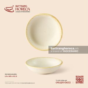 Bát (đĩa) gia vị muối tròn 9cm - Mộc Sa - Bát Tràng Horeca Bát (đĩa) gia vị muối tròn 9cm - Mộc Sa