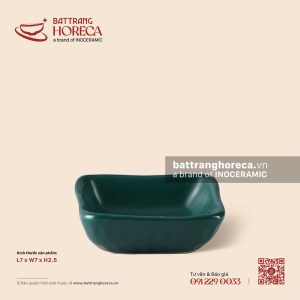 Bát (đĩa) gia vị muối vuông 7cm - Lục Diệp - Bát Tràng Horeca Bát (đĩa) gia vị muối vuông 7cm - Lục Diệp
