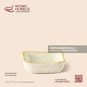 Bát (đĩa) gia vị muối vuông méo 7.5 x 7cm - Mộc Sa