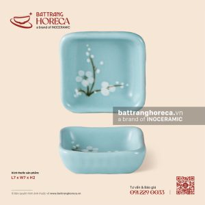 Bát (đĩa) gia vị vuông 7cm - Đào Trắng