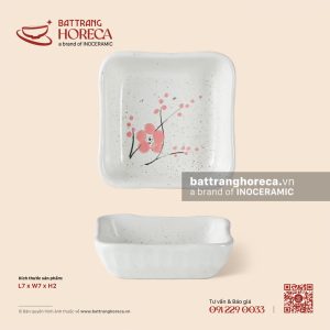 Bát (đĩa) gia vị vuông 7cm - Đào Hồng