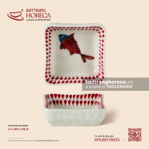 Bát (đĩa) gia vị vuông méo 7cm - Ngư Vũ Hồng