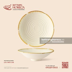 Bát loe cắt hoa 21cm - Mộc Sa
