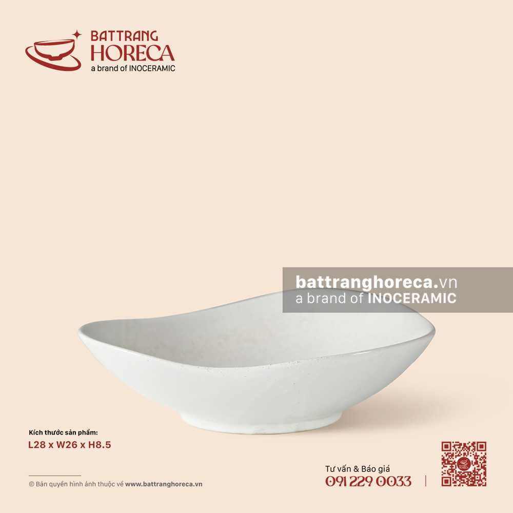 Bát salad hoa 28 x 26cm - Đào Hồng - Bát Tràng Horeca Bát salad hoa 28 x 26cm - Đào Hồng