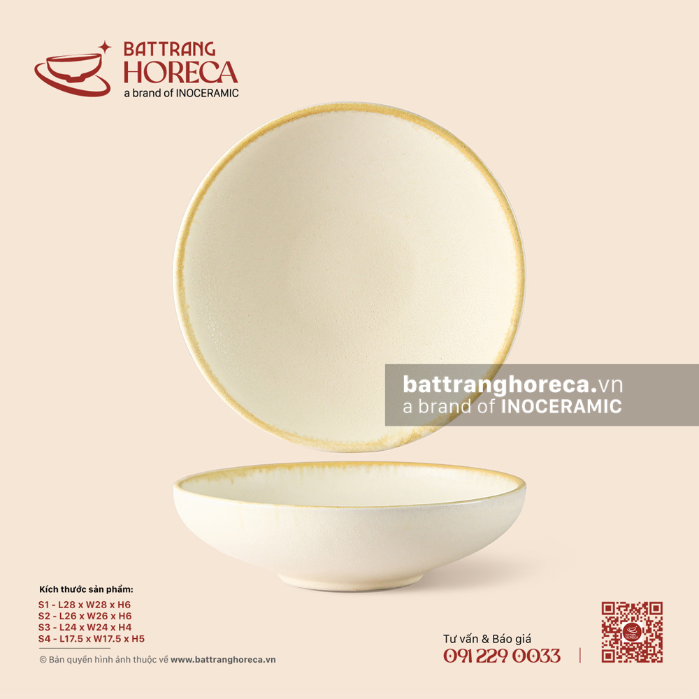 Bát salad tròn - Mộc Sa - Bát Tràng Horeca Bát salad tròn - Mộc Sa