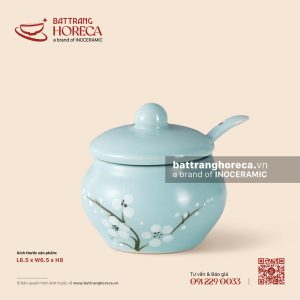 Bình đường tròn kèm thìa 6.5cm - Đào Trắng