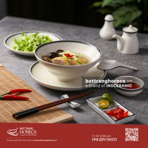 Bộ bát đĩa Tịnh Tuyến cho quán miến gà Bát Tràng