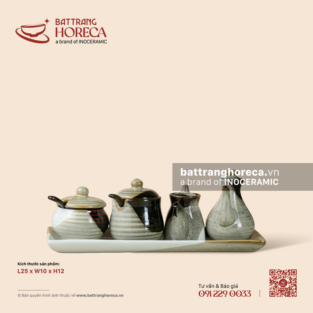 Bộ khay gia vị - Địa Nhã - Bát Tràng Horeca Bộ khay gia vị - Địa Nhã