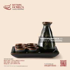 Bộ khay rượu sake thấp 20cm - Huyền Sa