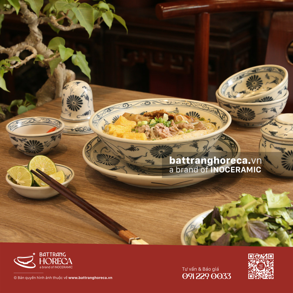 Bộ tô nông Cúc Lam cho quán bún Bát Tràng - Bát Tràng Horeca Bộ tô nông Cúc Lam cho quán bún Bát Tràng