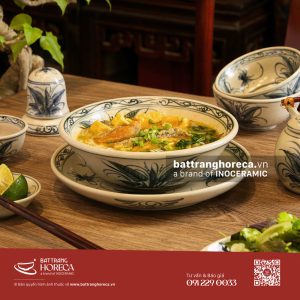 Bộ tô nông Khoai Chuồn đựng bún cá Bát Tràng