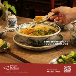 Bộ tô nông Khoai Chuồn đựng bún cá Bát Tràng