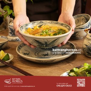 Bộ tô nông Khoai Chuồn đựng bún cá Bát Tràng