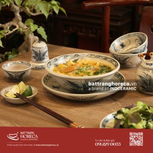 Bộ tô nông Khoai Chuồn đựng bún cá Bát Tràng