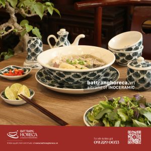 Bộ tô nông loe Hoa Bèo cho quán miến măng vịt