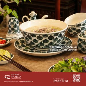 Bộ tô sâu Hoa Bèo đựng phở bò