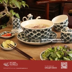 Bộ tô sâu Hoa Bèo đựng phở bò