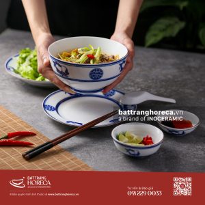 Bộ tô sâu bán bún riêu ốc bò Thọ Đào Bát Tràng