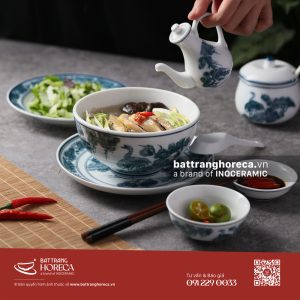 Bộ tô sâu đựng miến gà Tùng Hạc Bát Tràng