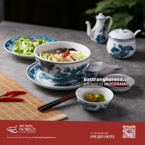 Bộ tô sâu đựng miến gà Tùng Hạc Bát Tràng