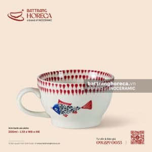 Cốc cà phê quai tim chân chéo 200ml - Ngư Vũ Hồng