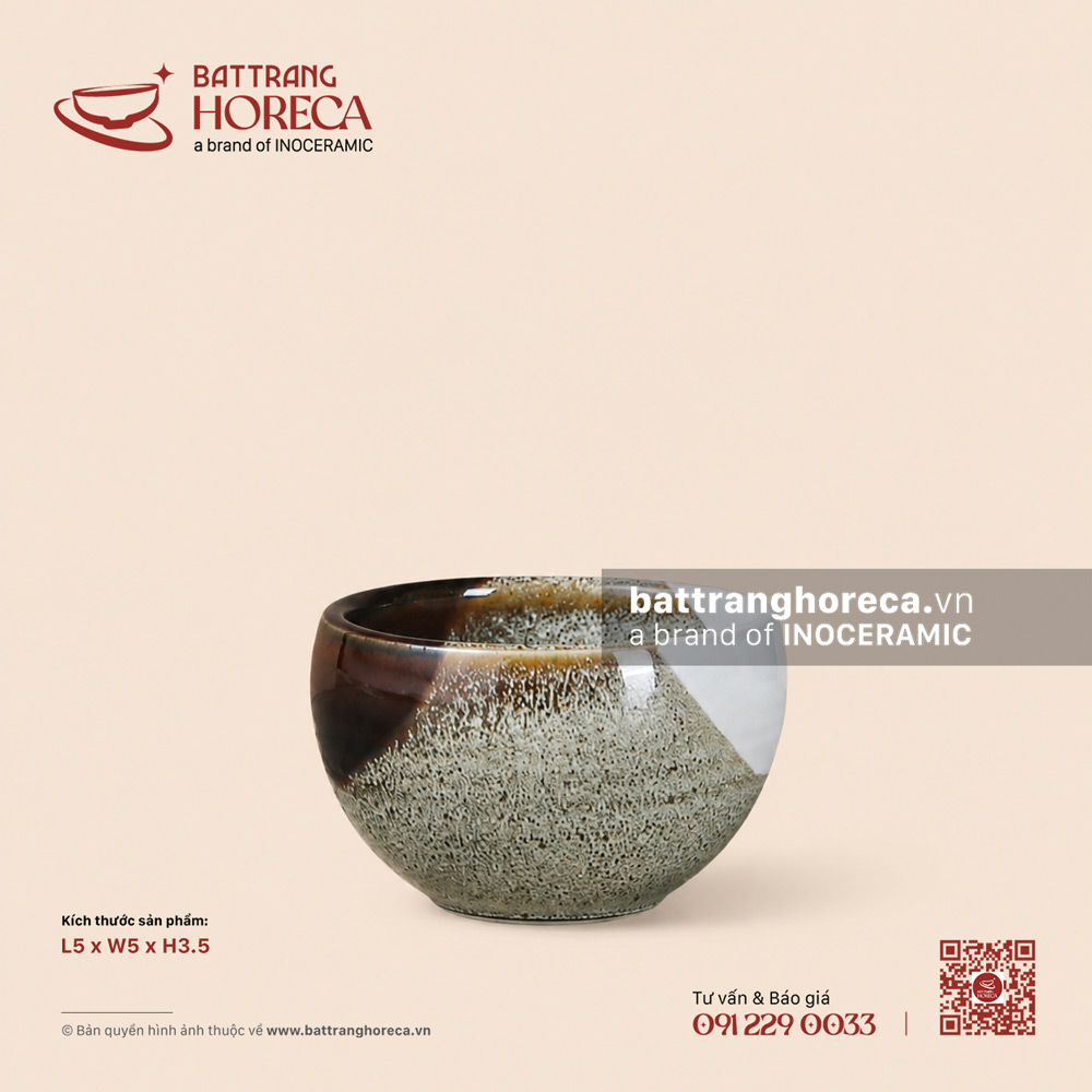Cốc (chén) trà tròn khum 5cm - Địa Nhã - Bát Tràng Horeca Cốc (chén) trà tròn khum 5cm - Địa Nhã