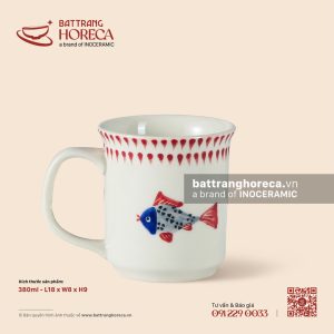 Cốc trụ miệng loe quai vuông 380ml - Ngư Vũ Hồng