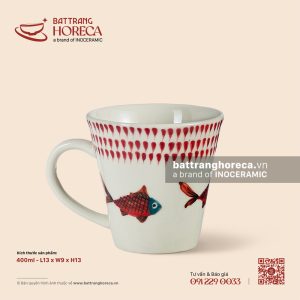 Cốc vát quai tim không nắp 400ml - Ngư Vũ Hồng