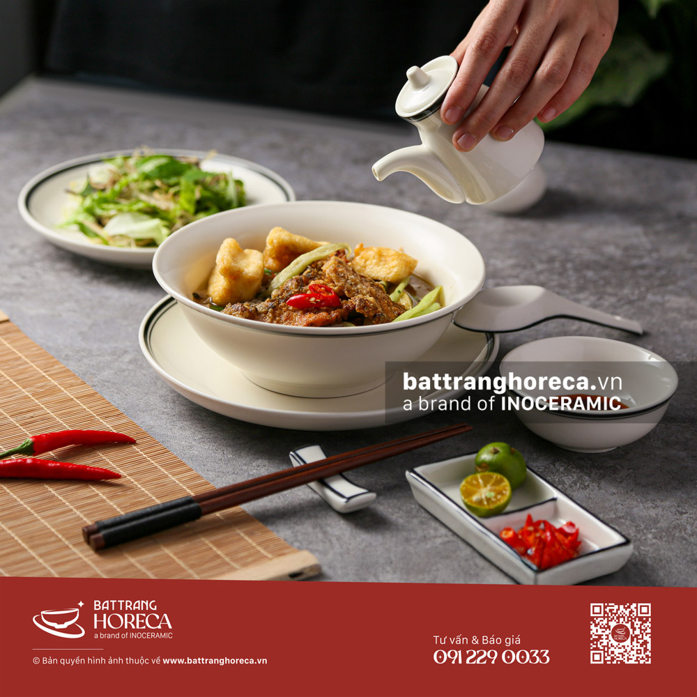 Combo tô loe đựng bánh đa cá Tịnh Tuyến Bát Tràng - Bát Tràng Horeca Combo tô loe đựng bánh đa cá Tịnh Tuyến Bát Tràng